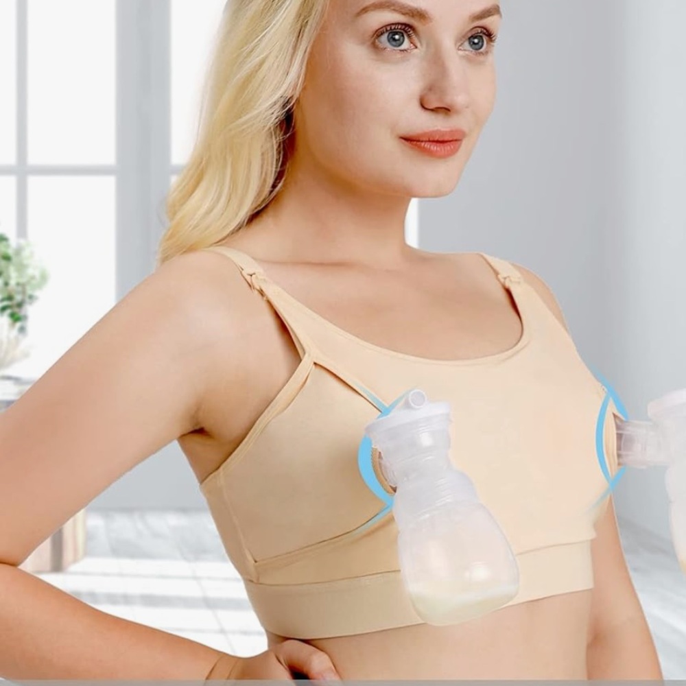 Bundle Mom Cozy 2 in 1 Hands Free Pumping & Nursing Bras Nude & Black